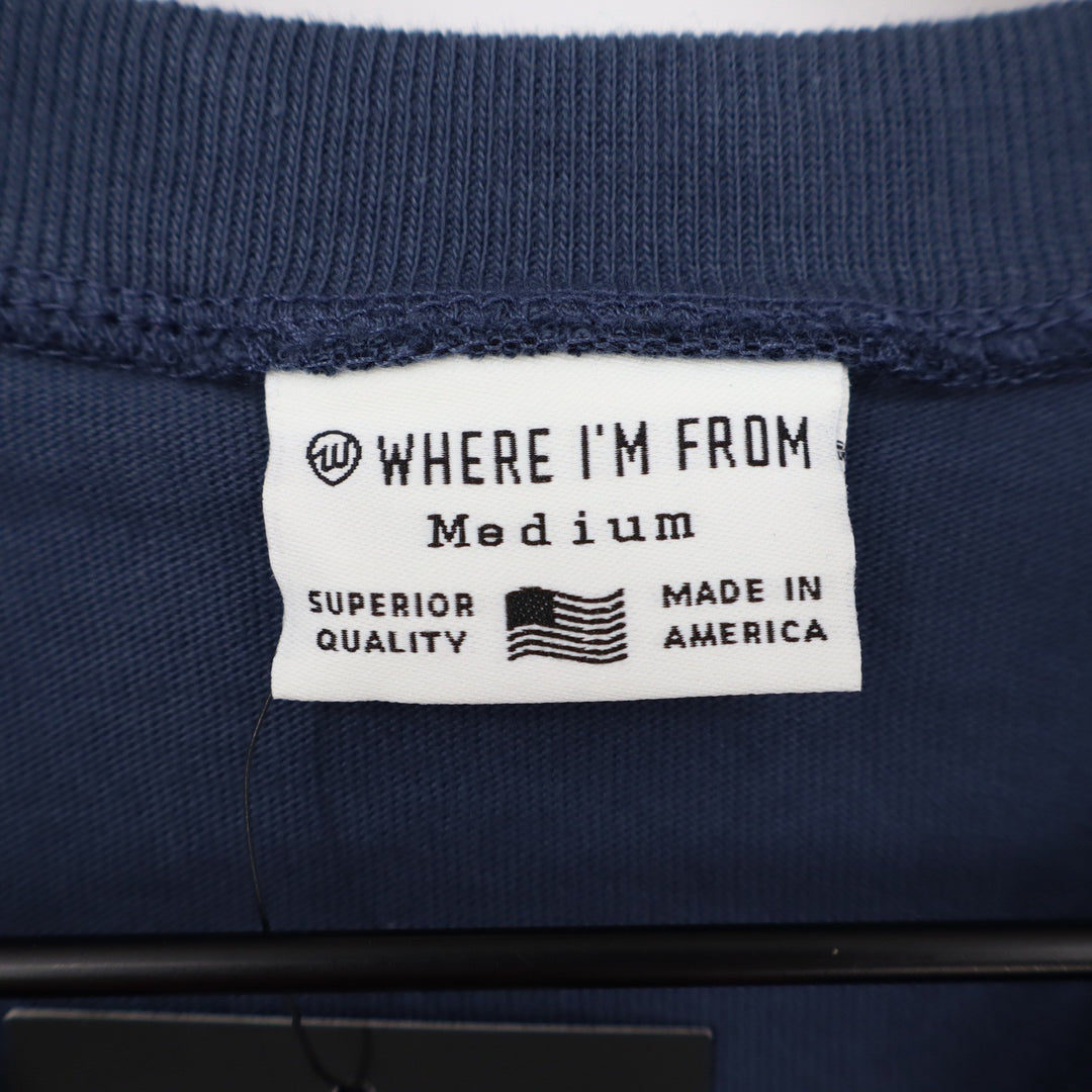Where I'm From Boston USA Graphic Easy Tee Navy Blue Cotton T-Shirt Medium