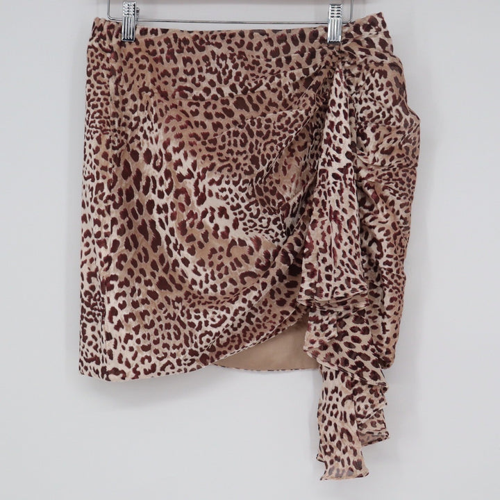 Naked Wardrobe The Statement Leopard Print Ruffle Mini Skirt Medium