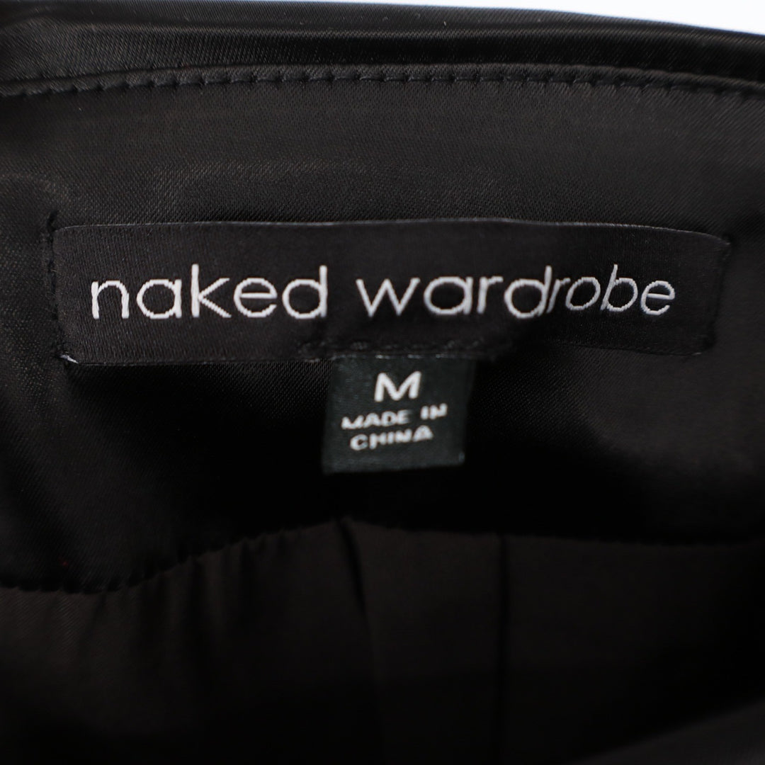 Naked Wardrobe Black Satin Ruched Strapless Skirt Medium