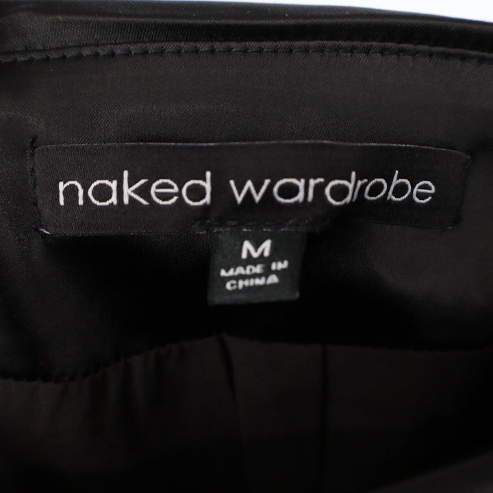 Naked Wardrobe Black Satin Ruched Strapless Skirt Medium