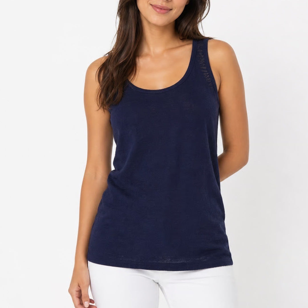 Mossimo Supply Co Navy Blue Pointelle Knit Tank Top Scoop Neck Large