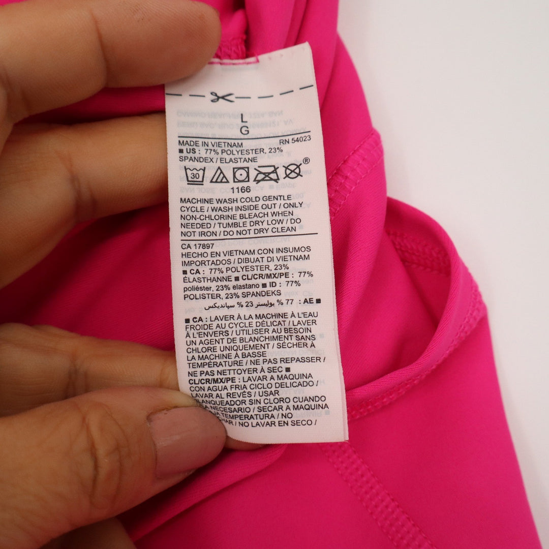 Old Navy Active Powersoft Neon Pink Cropped High Rise Leggings Pockets Womens L