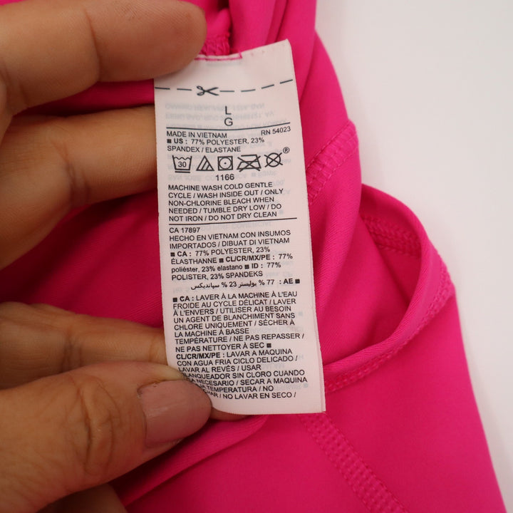 Old Navy Active Powersoft Neon Pink Cropped High Rise Leggings Pockets Womens L