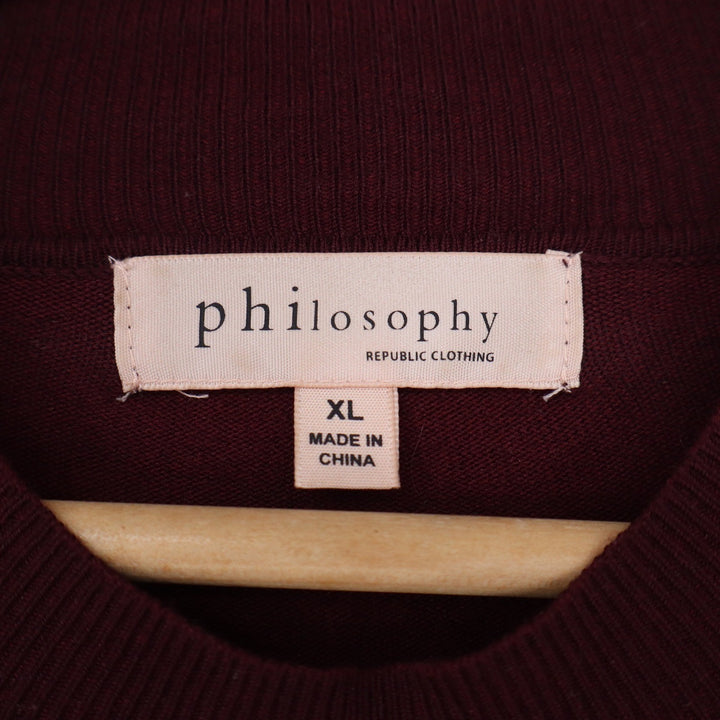 Philosophy Republic Clothing Burgundy Mock Neck Sweater XL Long Sleeve Rayon