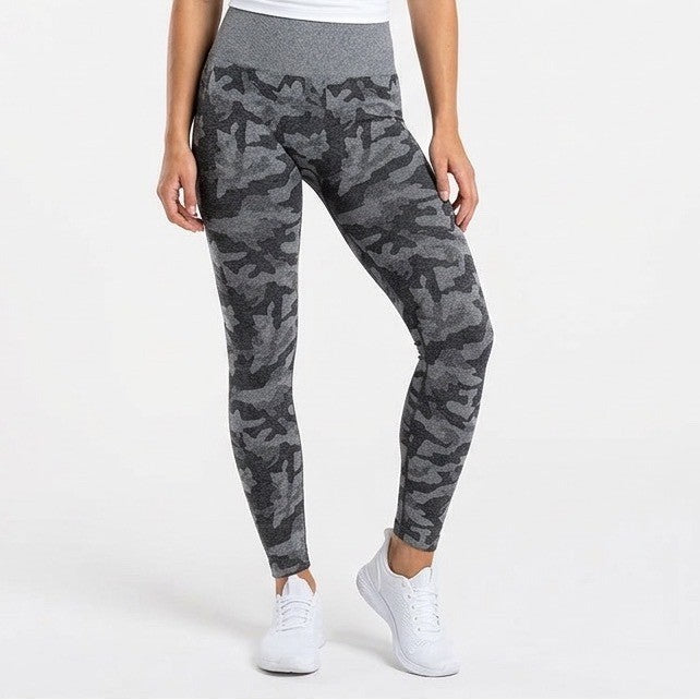 Nvgtn Seamless Leggings Women Small Black Gray Camo Stretch High-Waisted Workout