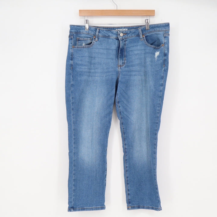 Sonoma Jeans Womens 18PS Straight Blue Medium Wash Stretch Denim Excellent