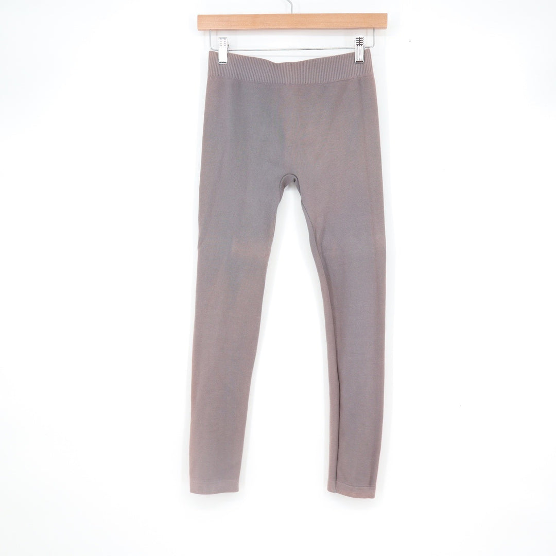 Connection 18 Seamless Leggings Mauve Gray Cotton Blend Ribbed Waist Size M