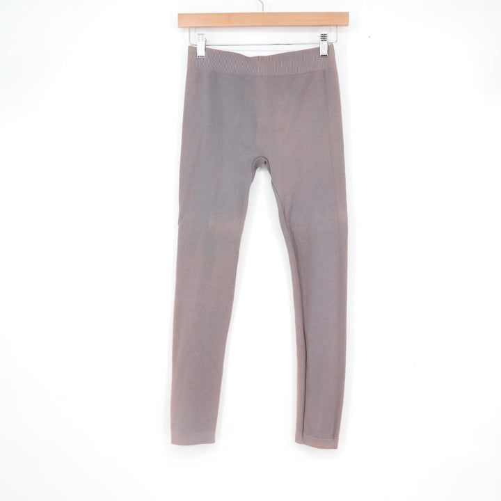 Connection 18 Seamless Leggings Mauve Gray Cotton Blend Ribbed Waist Size M
