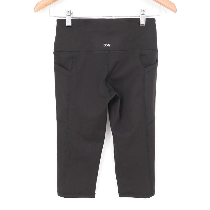 DSG Womens High Rise Capri Leggings Black Side Pockets XS