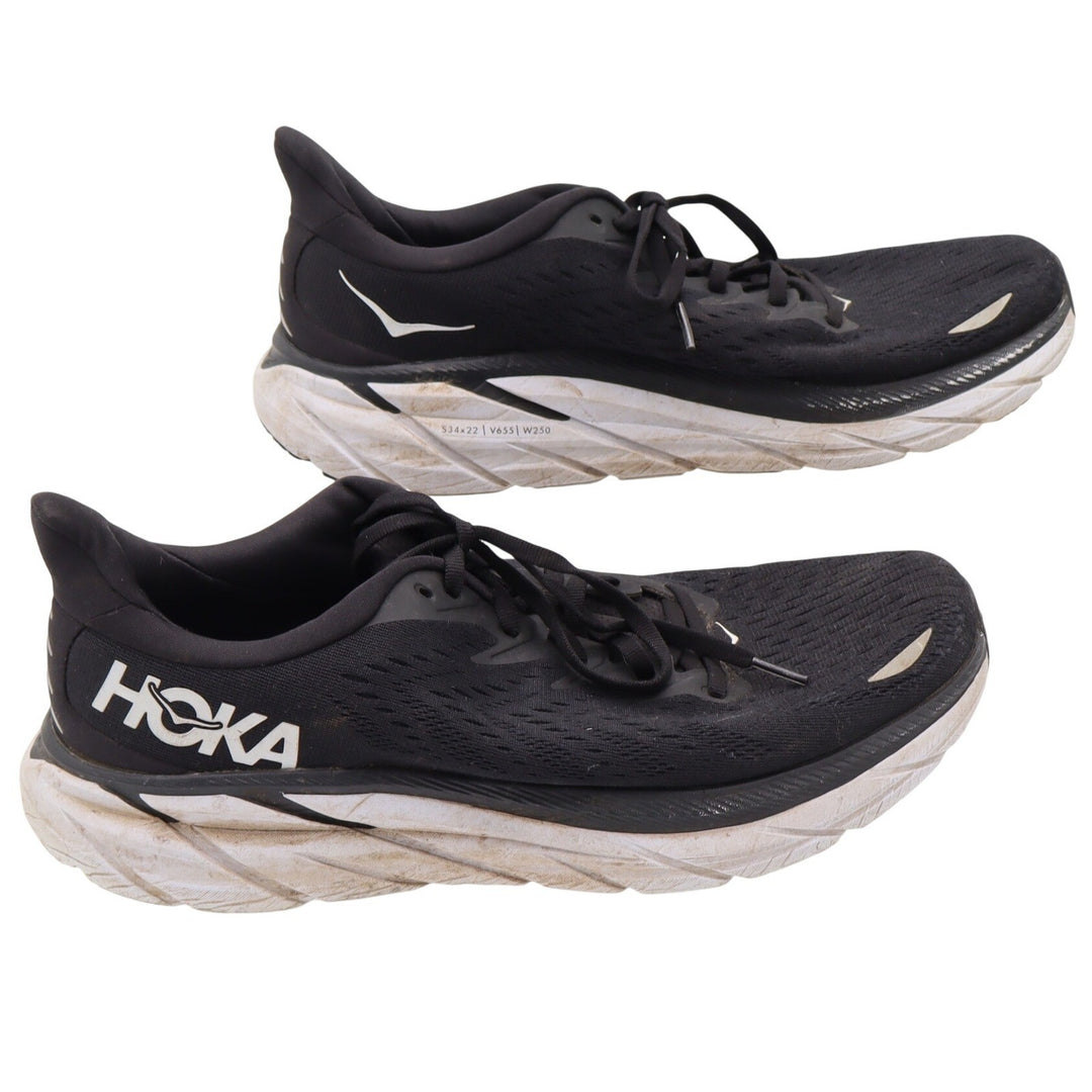 Hoka Running Shoes Mens 10 Clifton 8 Black White Cushioned Athletic Good