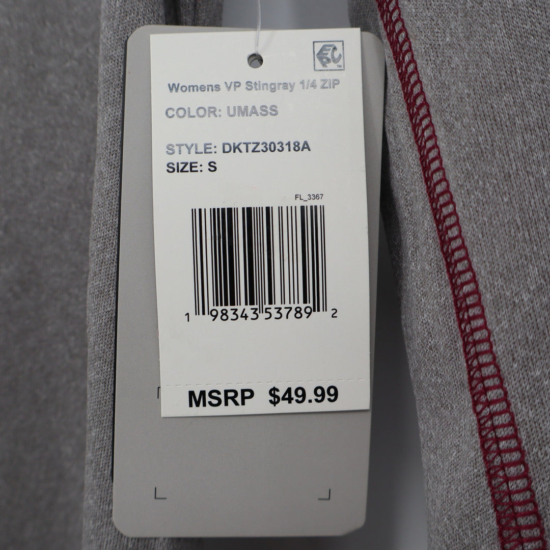 Colosseum Womens UMass Minutemen 1/4 Zip Stingray Pullover Gray Small