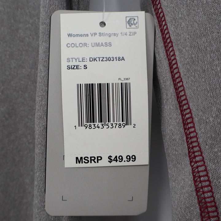 Colosseum Womens UMass Minutemen 1/4 Zip Stingray Pullover Gray Small