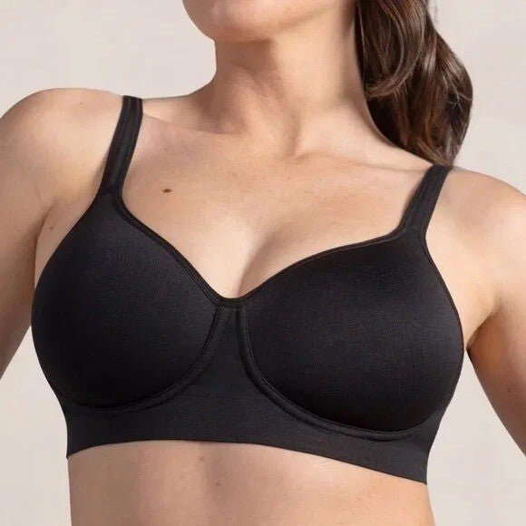 Truekind Wireless Lift T Shirt Bra Womens 4XL Black Plunge Neck Molded Cups