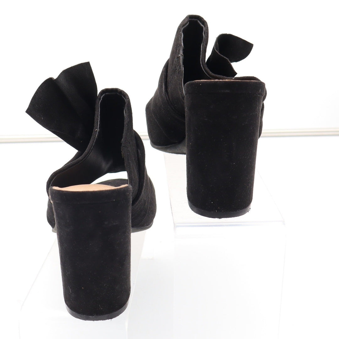 Christian Siriano for Payless Black Faux Suede Bow Mule Block Heels Womens 8.5