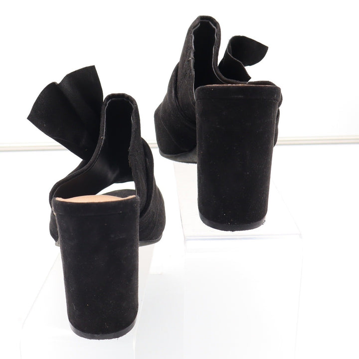 Christian Siriano for Payless Black Faux Suede Bow Mule Block Heels Womens 8.5