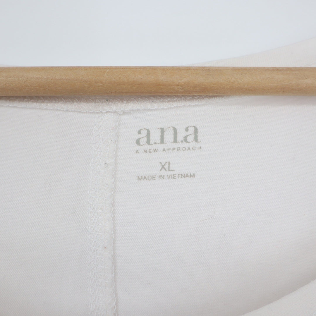 ana A New Approach Cream Scoop Neck Long Sleeve Tee Shirt XL