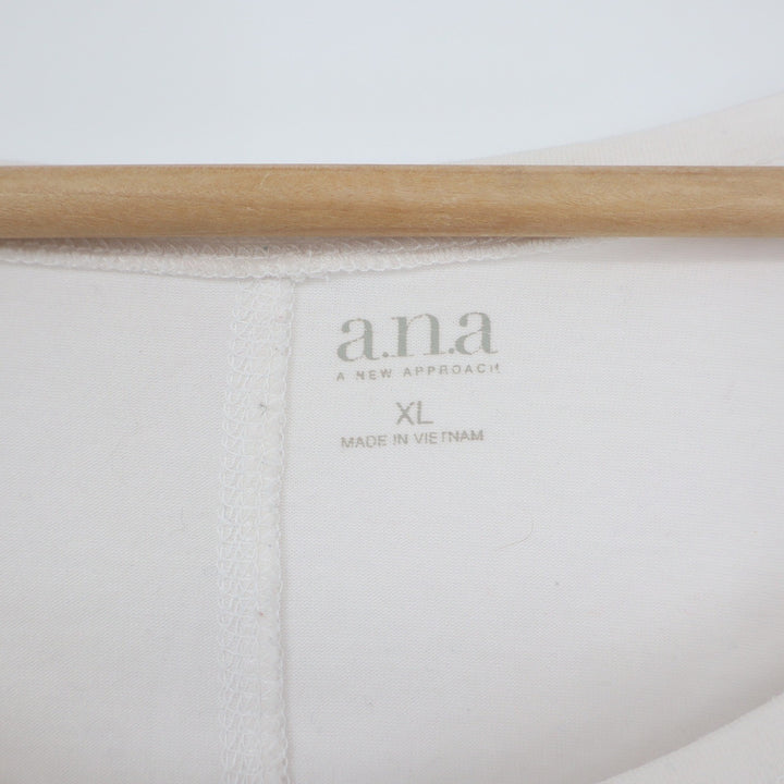 ana A New Approach Cream Scoop Neck Long Sleeve Tee Shirt XL