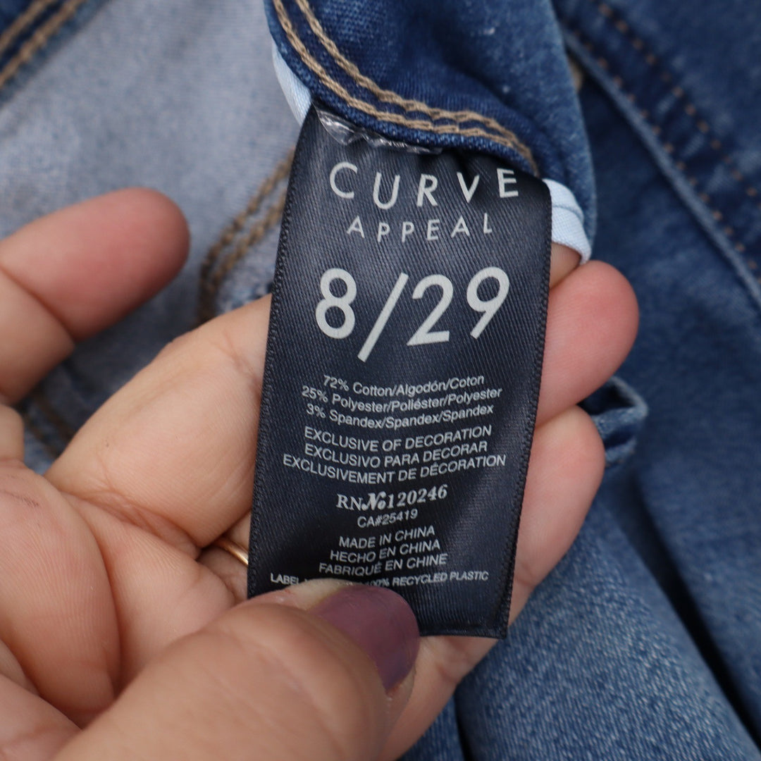 Curve Appeal Womens Size 8/29 High Rise Skinny Jeans Medium Wash Blue Stretch