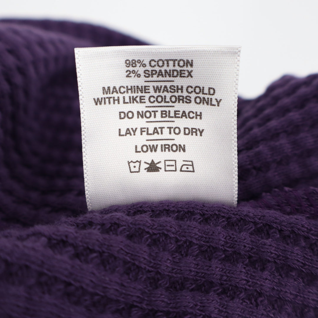 American Giant T-Shirt Mens Small Purple Cotton Stretch Waffle Knit Long Sleeve