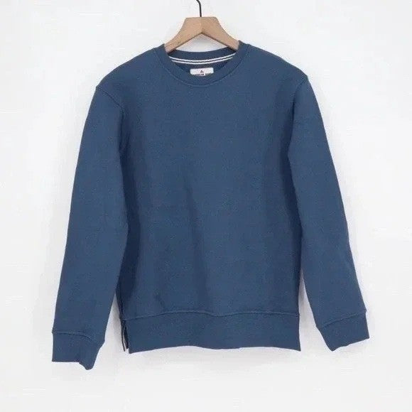 American Giant Midweight Sweatshirt Womens XS Blue Cotton Fleece Lined Side Slit
