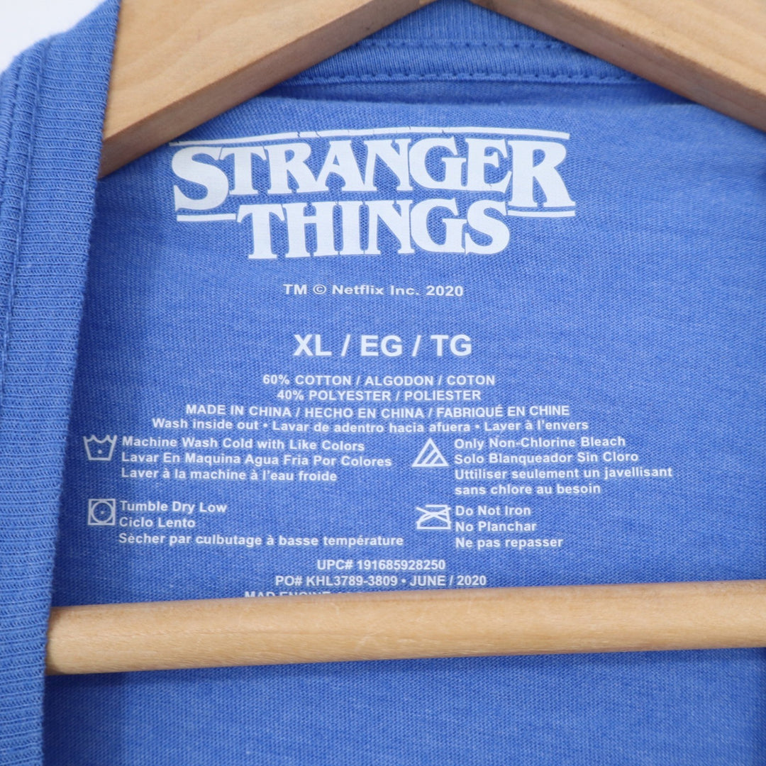 Stranger Things Blue Long Sleeve Graphic T-Shirt XL Netflix Upside Down