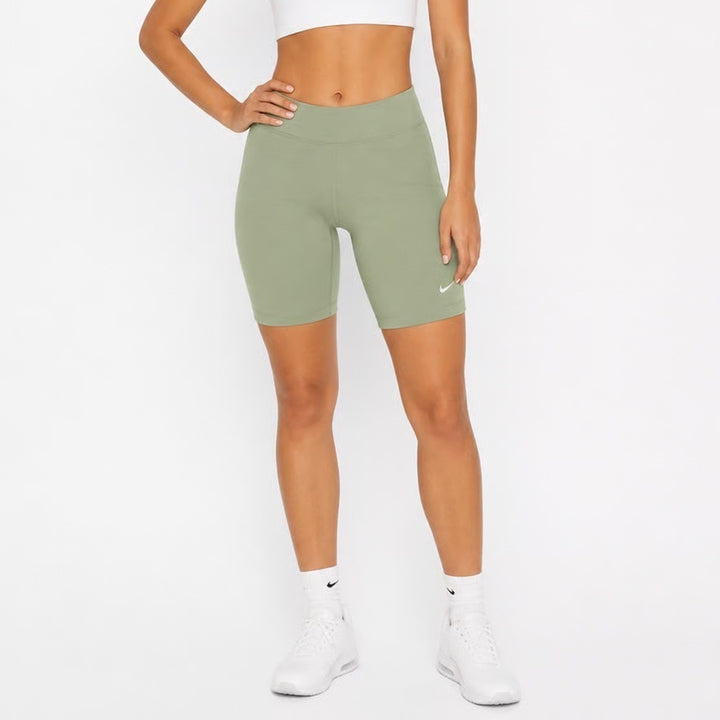 Nike Sportswear Essential Bike Shorts Sage Green Mid Rise Tight Fit Large
