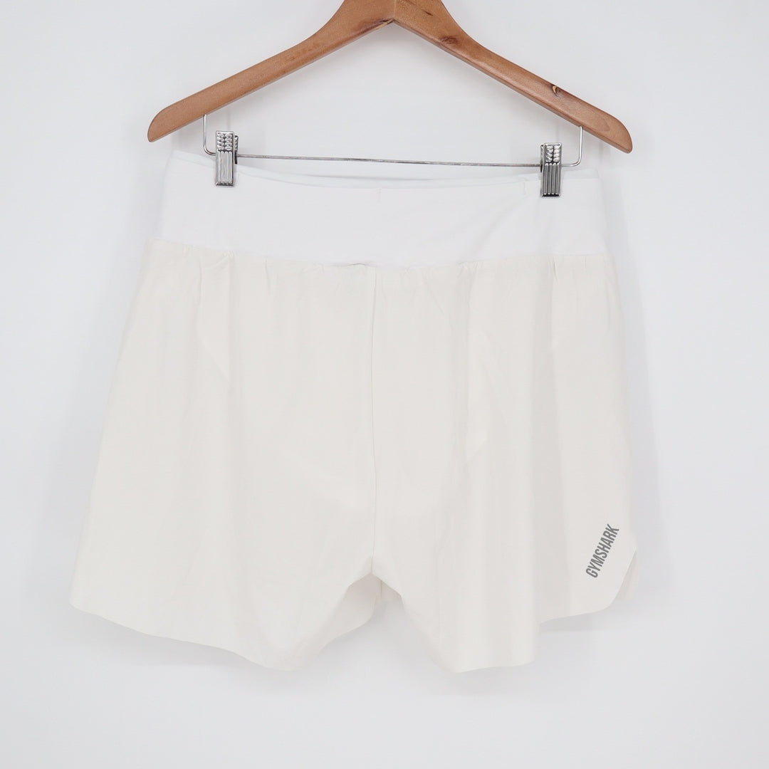 Gymshark Womens White Running Shorts XL Wide Waistband Athletic Activewear