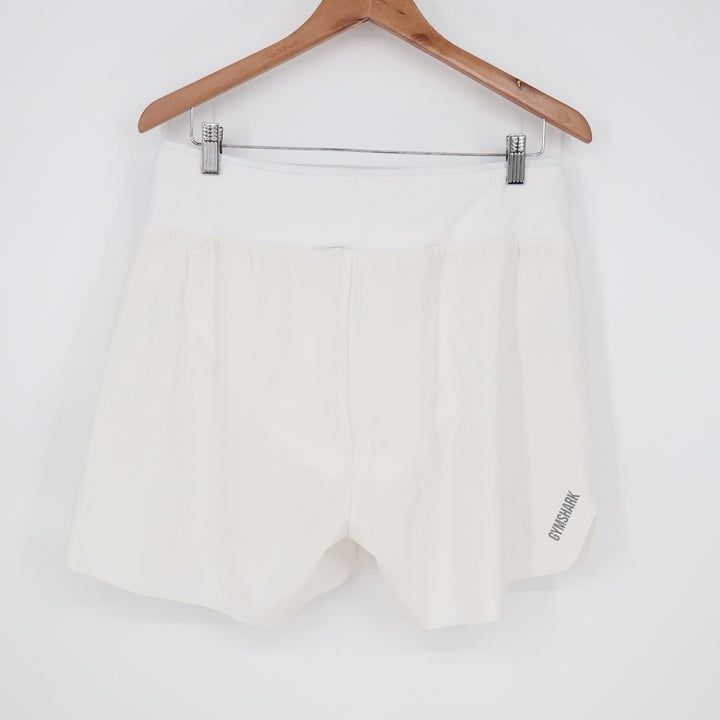 Gymshark Womens White Running Shorts XL Wide Waistband Athletic Activewear