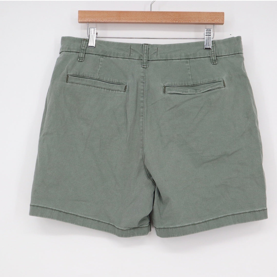 Anne Klein Jeans Mens Olive Green Chino Shorts Size 14 Cotton Stretch Casual