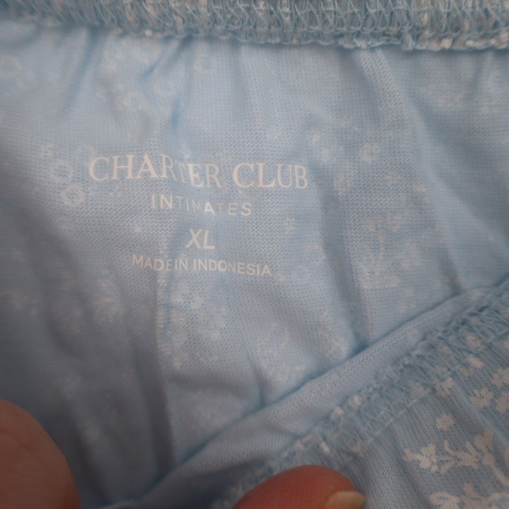 Charter Club 2-PC Pajamas Set Womens XL Blue Floral Button Front Straight Leg