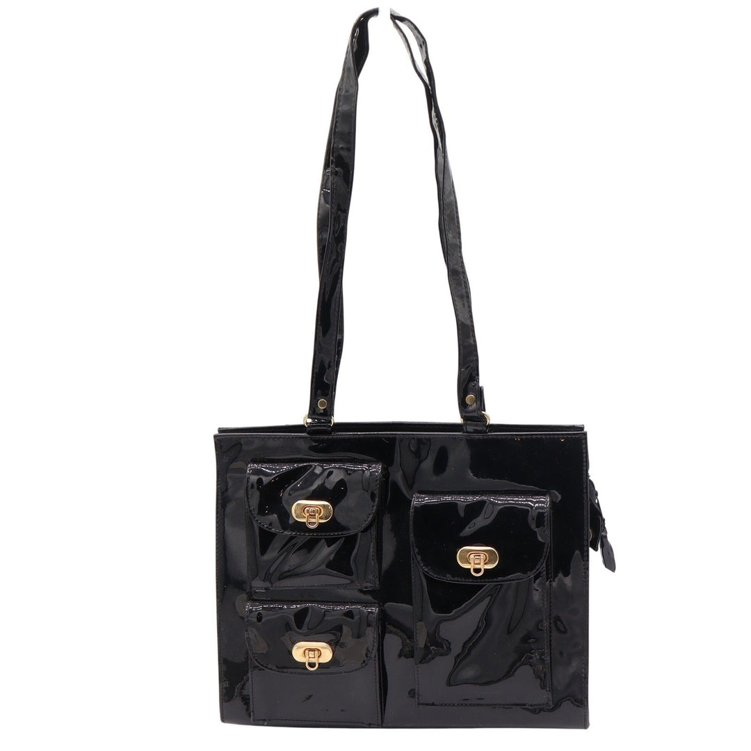 Unbranded Shoulder Bag Women's OS Black Patent Multi Pocket Gold Turlock