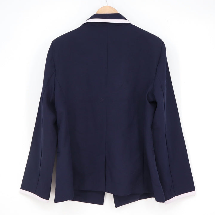 JMM Studio by John Meyer Navy Blue White Contrast Trim Open Front Blazer Large
