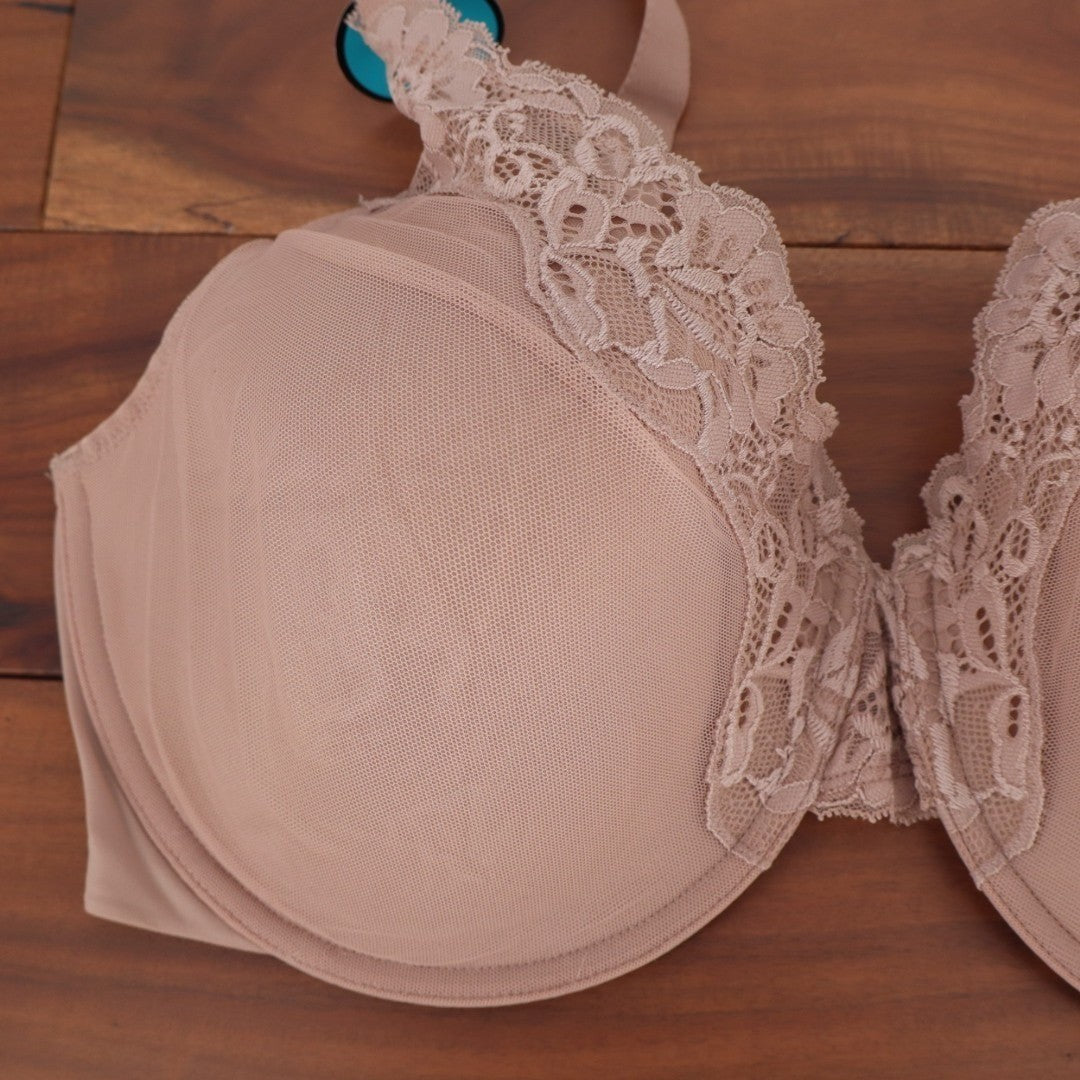 Bali One Smooth U Bra Womens 42D Evening Blush Nylon Stretch Lace Trim Underwire