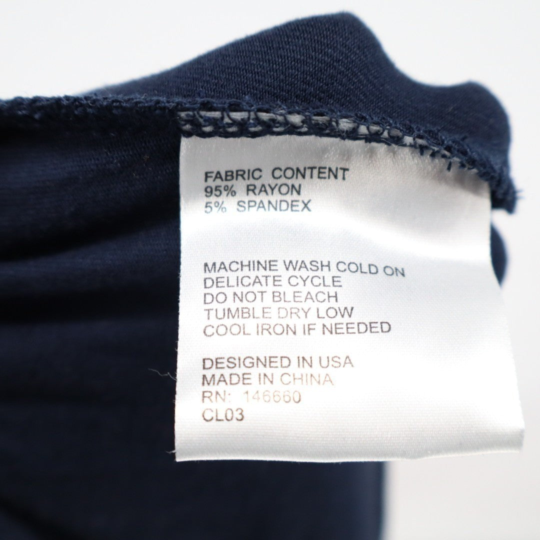 Kimi+Kai Nightgown Dress Womens M Navy Stretch Pleated Lace Trim Short Sleeve