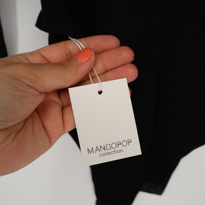 Mangopop Black Mock Neck Long Sleeve Cutout Bodysuit Large KLB 259