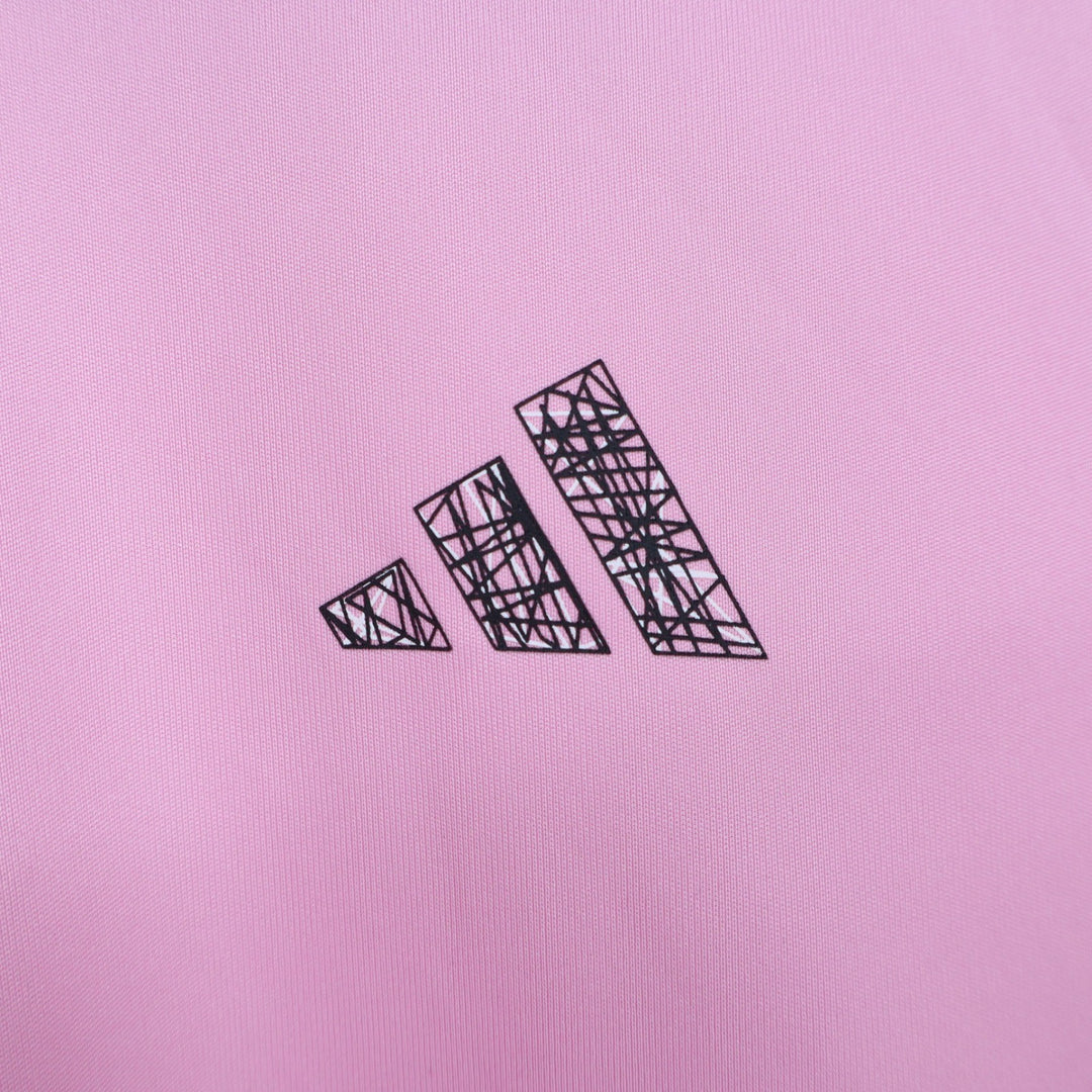 Adidas Youth Art of Soccer Tee True Pink Geometric Graphic Shirt  L 14/16