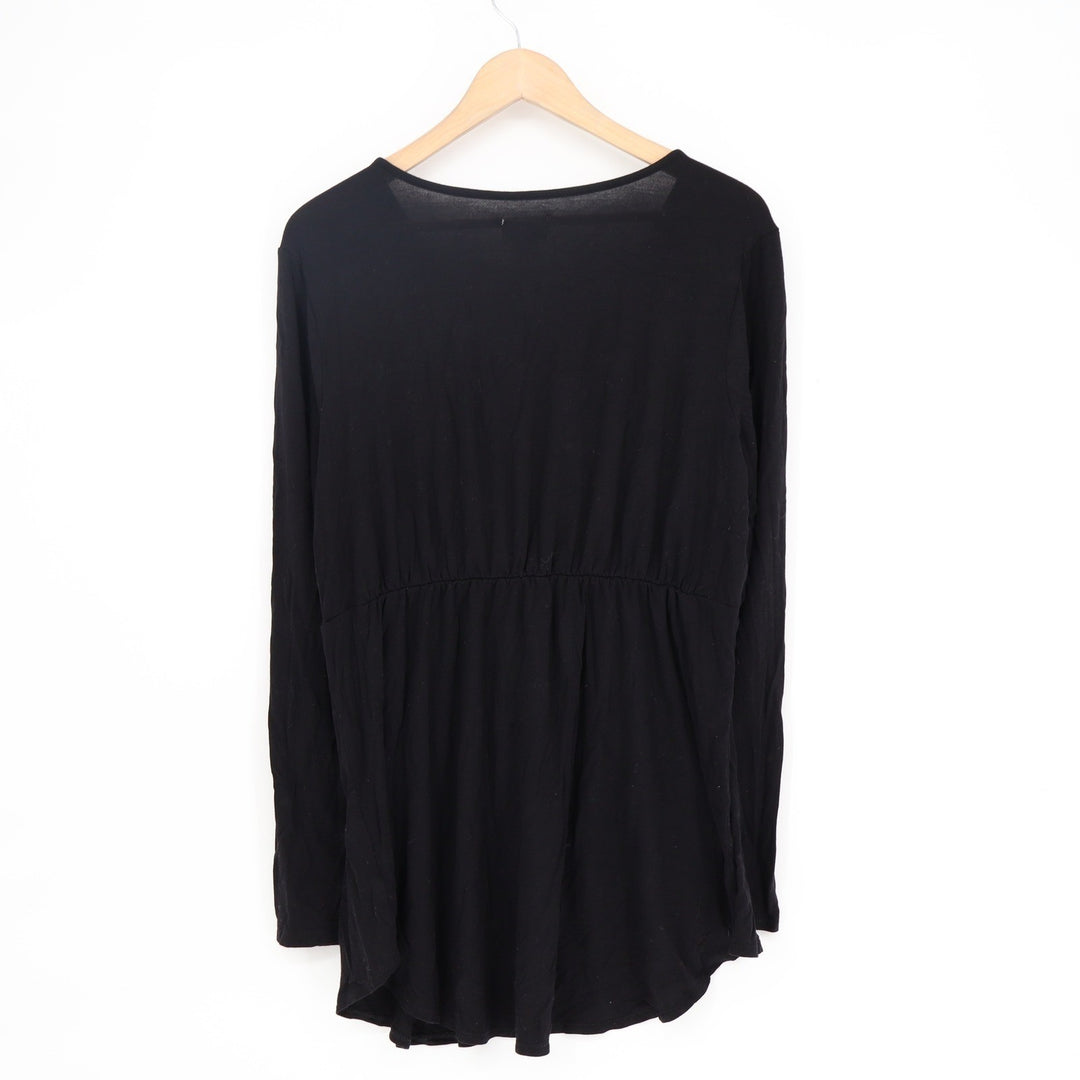 Old Navy Maternity XL Black Long Sleeve Surplice Empire Waist Tunic Top SSA 108