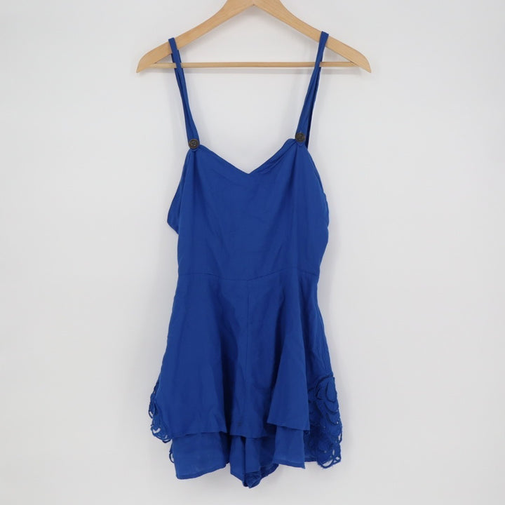 Free People One Piece Women 2 Blue Lace Details Back Zip Detachable Strap Romper