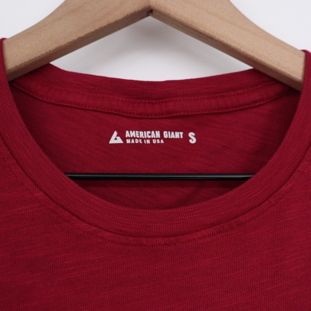AMERICAN GIANT Crew Neck T Shirt Red Short Sleeve Made USA Women's Size S