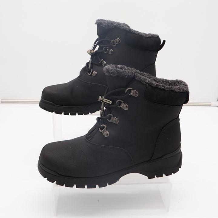 Pacific Trail Combat Women Black Fur Lined Ankle Waterproof Winter Hiking Boots