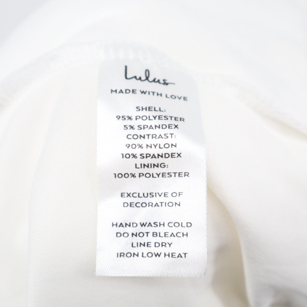 Lulus Maxi Dress Women Small White Stretch Sleeveless Lace Trim V-Neck Back Zip