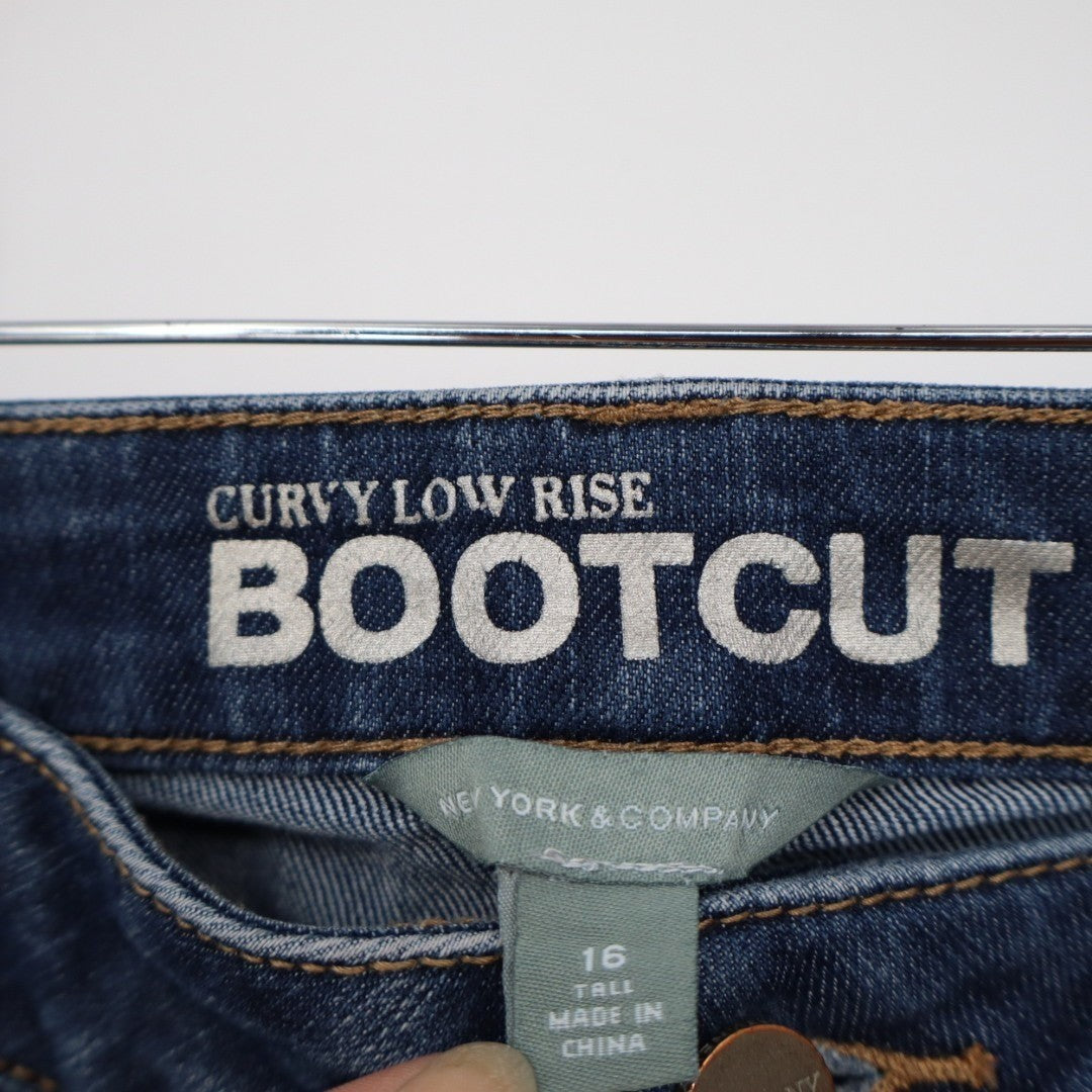 New York & Company Curvy Low Rise Bootcut Jeans Womens 16 Blue Denim Stretch