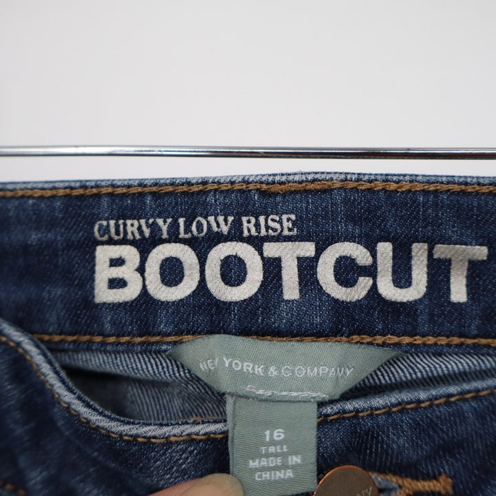 New York & Company Curvy Low Rise Bootcut Jeans Womens 16 Blue Denim Stretch