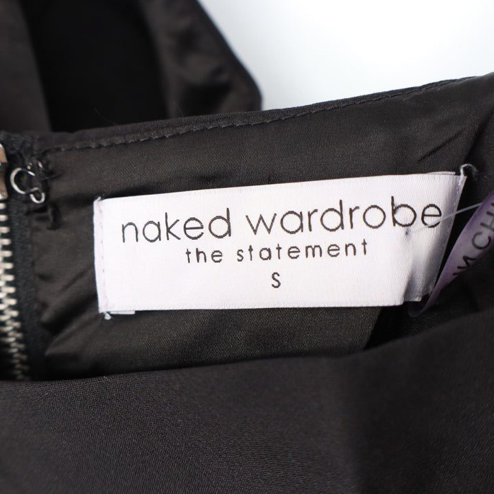Naked Wardrobe The Statement Black Puff Sleeve Crop Top Small