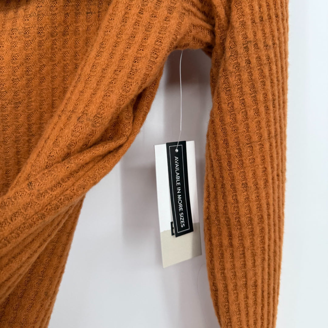 Nordstrom BP. Top Womens Medium Rust Umber Waffle Knit Off the Shoulder Stretch