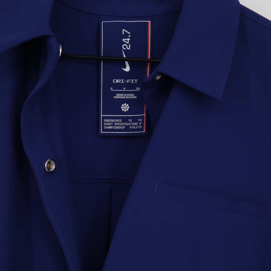 Nike 24.7 Dri-FIT Womens Royal Blue Snap Button Up Top Small NEW