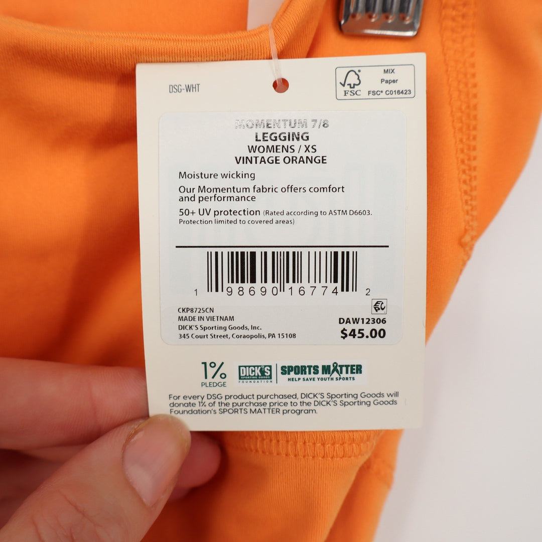 DSG Womens Momentum 7/8 Leggings Vintage Orange High Rise Pockets XS NEW