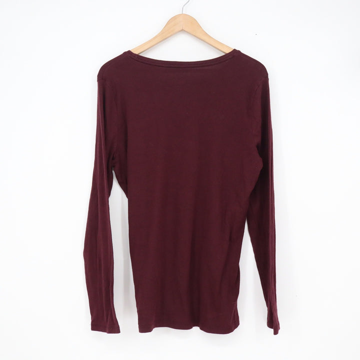 A New Day Womens XXL Long Sleeve Crew Neck T-Shirt Burgundy Modal Blend 10749