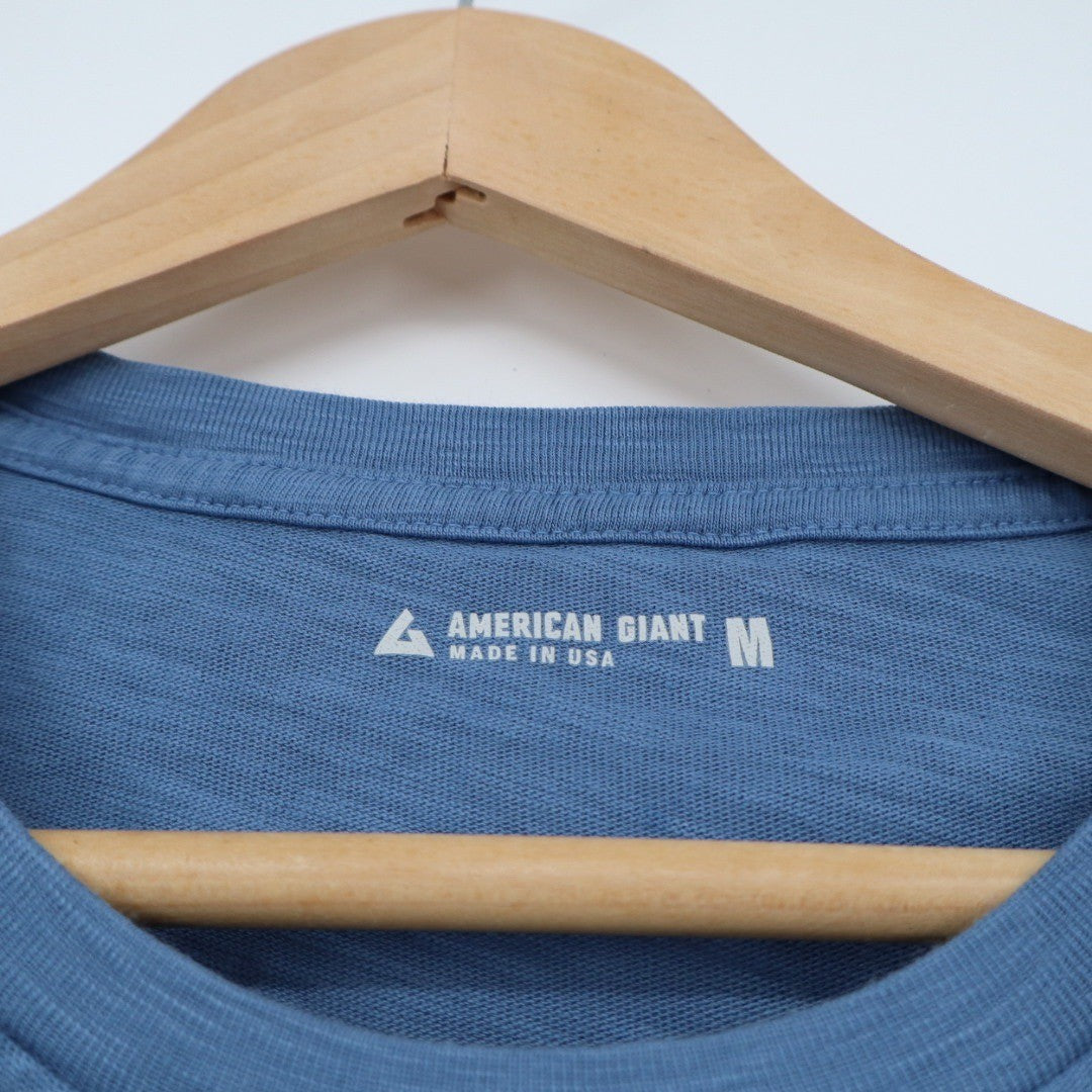 American Giant Women's Crew Neck Tee Blue Cotton Short Sleeve Made USA Size M