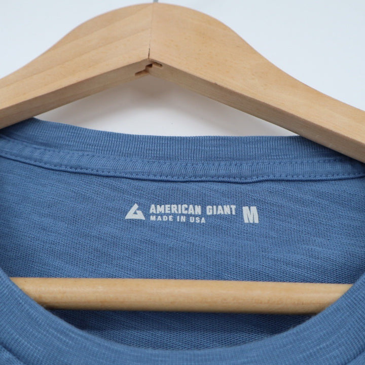 American Giant Women's Crew Neck Tee Blue Cotton Short Sleeve Made USA Size M